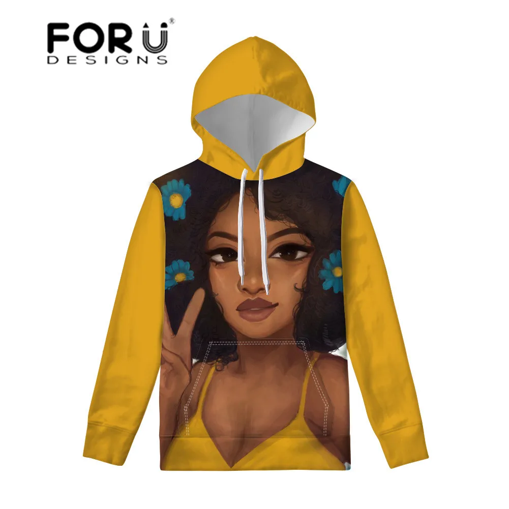FORUDESIGNS/свитер Толстовка женская черная художественная африканская толстовка с длинными рукавами и принтом для девочек Осенняя Женская толстовка - Цвет: YQ3295Z72
