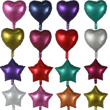 

50pcs 18inch Chrome Metal Heart Star Matte Helium Foil Balloons Wedding Birthday Party Decor Supplies Baby Shower Air Globos Toy