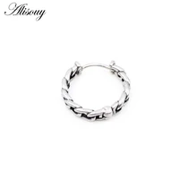 Alisouy 1pc Punk Gothic Twist Leaf Bone Stainless Steel Simple Round Circle Hoop Earrings Rock Roll Mens Women Hip Hop Jewelry 5