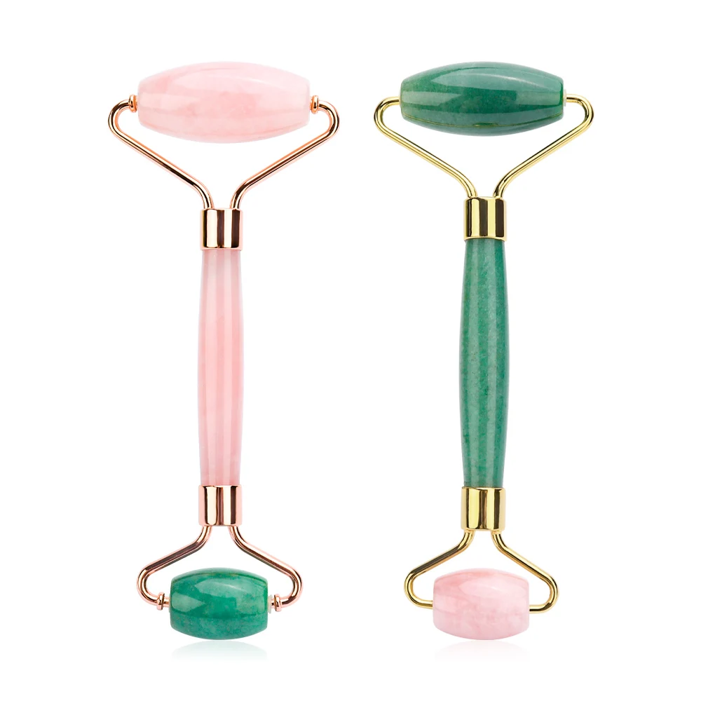Color Mixing Jade Roller Gua Sha Massage Face Lift Massager Natural Quartz Stone Roller Face Slimming Scraper Skin Care for Gift