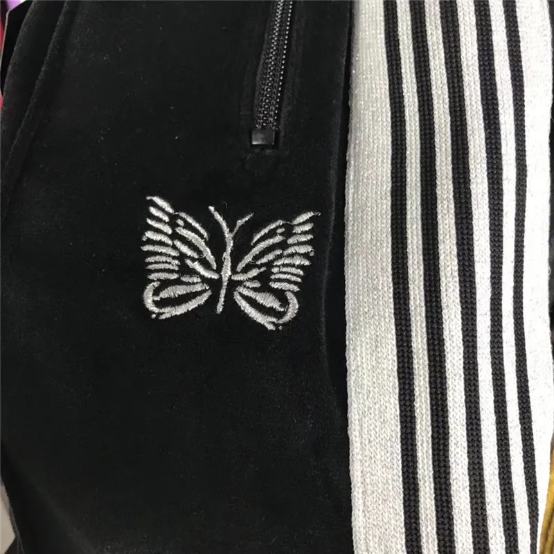 AWGE Needles спортивные штаны для мужчин и женщин 1:1 высокого качества с вышивкой бабочки полосатые бегуны бархатные иглы AWGE спортивные штаны