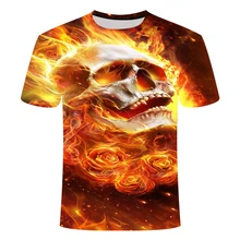 2018 Men Fashion Summer Ultra-clear flame skull Pattern 3D T shirt Printed Short Sleeve Round Neck Slim casual T-shirt hot 2018 Men Fashion Summer Ultra-clear flame skull Pattern 3D T shirt Printed Short Sleeve Round Neck Slim casual T-shirt hot