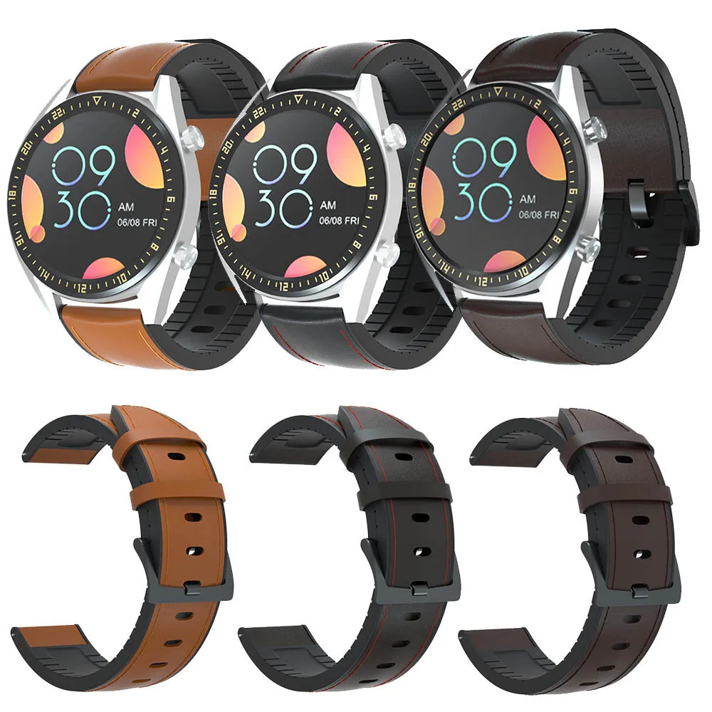 Ремешок силиконовый и кожаный для Samsung Gear S3/Huawei Honor Magic Watch GT GT2e/Amazfit GTR 47 мм 22
