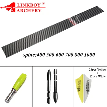 

12Pcs Carbon Arrows Shaft SP400-1000 30'' Archery Target 1.75'' Vanes 80GR Broadhead Pin Nock Recurve Bow Hunting Shooting