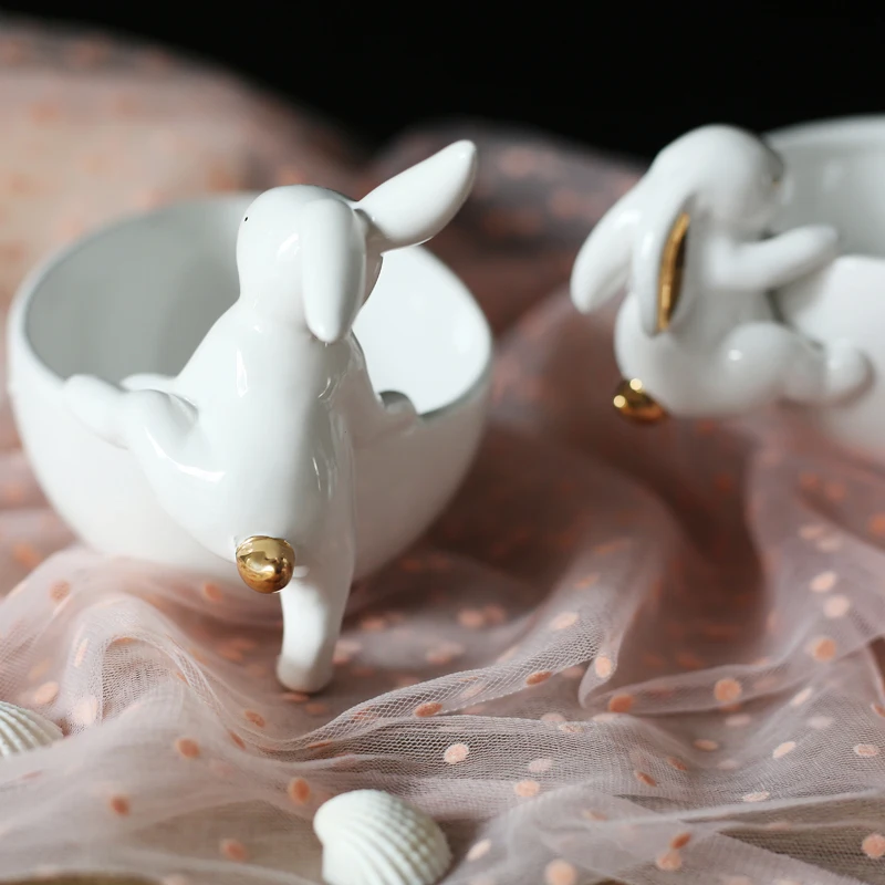 Креативная керамическая тарелка для торта с кроликами лоток рабочего стола