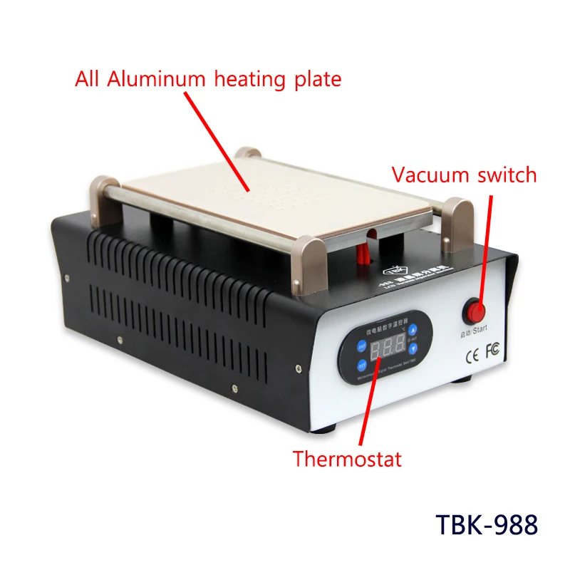 TBK-988 110 V/220 V 7 дюймов отделяющий сенсорный ЖК-экран сепаратор машина для ремонта мобильных телефонов черный и белый