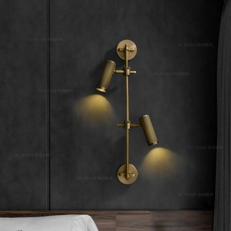 

Retro All-copper Rotatable LED Wall lamp Hotel Corridor Brass Art deco Lighting fixtures Living room Bedroom Bedside Home Sconce