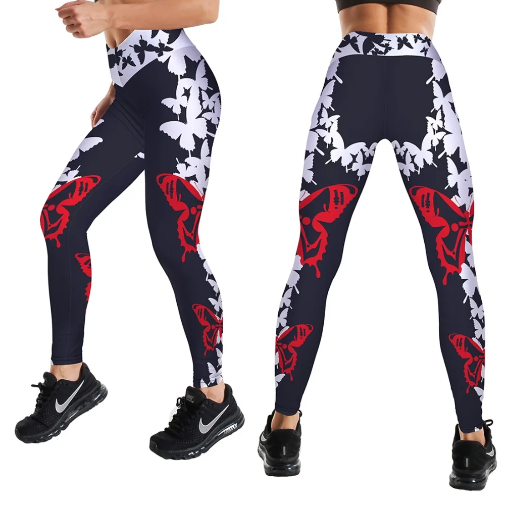 Push Up Elastic High Waist Printed Leggings Women Feather Letters Cross Waist Leggings For Weight Loss Tummy Control