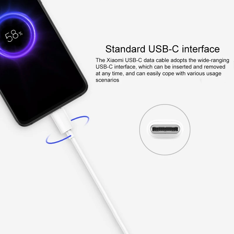 Зарядный кабель Xiaomi type-C/USB-C, обычная версия, длина: 1 м
