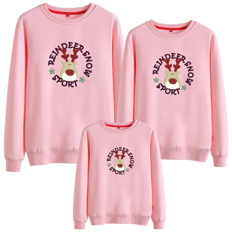 pink LOOZYKIT подходящая футболка для всей семьи теплый Рождественский свитер для мамы, ребенка, мужчины, женщины, ребенка, пуловер Топы, блузки Рождественский олень - Цвет: pink
