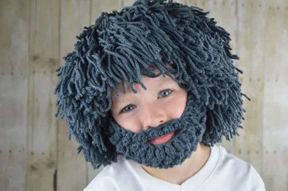 Funny Children Hat Big Mustache Cosplay Wig Cap Winter Warm Crochet Knitted Designer Hats and Caps for Kids Boys