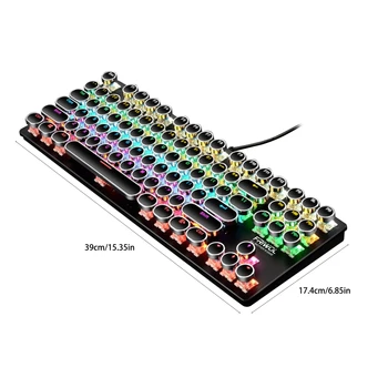 

Wired 87 Keys Green Axis Punk Mechanical Round Keycap RGB USB Backlight Keyboard