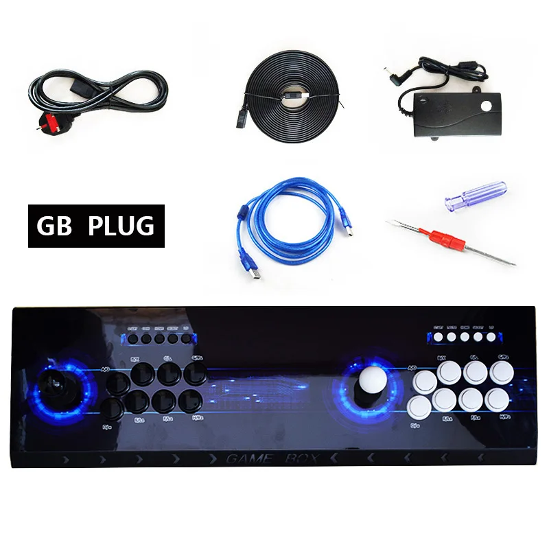 Type 2 GB PLUG Pandora 9H 2199 аркадная консоль 10* 3D игры USB джойстик аркадные кнопки с светильник 2 игрока управление Ретро видео игра Коробка - Цвет: Type 2 GB PLUG