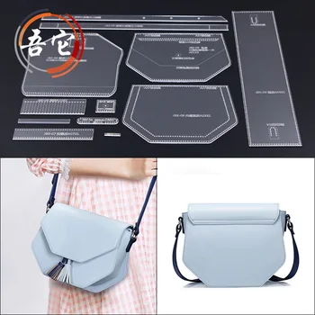 

Diy handmade leather ladies single shoulder messenger bag mold drawing acrylic template model