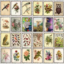 Птица цветок дощечка с надписью металлический винтажный плакат на стену Ретро Бар Кафе Магазин искусства домашний декор куадро DU-3520A