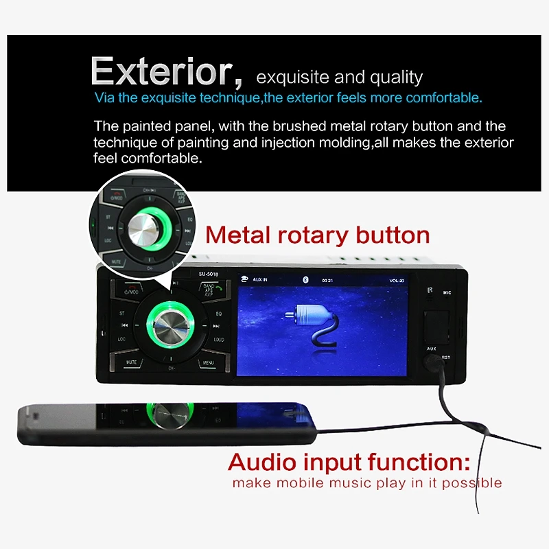 4 дюйма Пресс Экран автомобильный стерео Bluetooth 1 Din FM Радио Стерео MP5 плеер USB/SD Автомобильный плеер