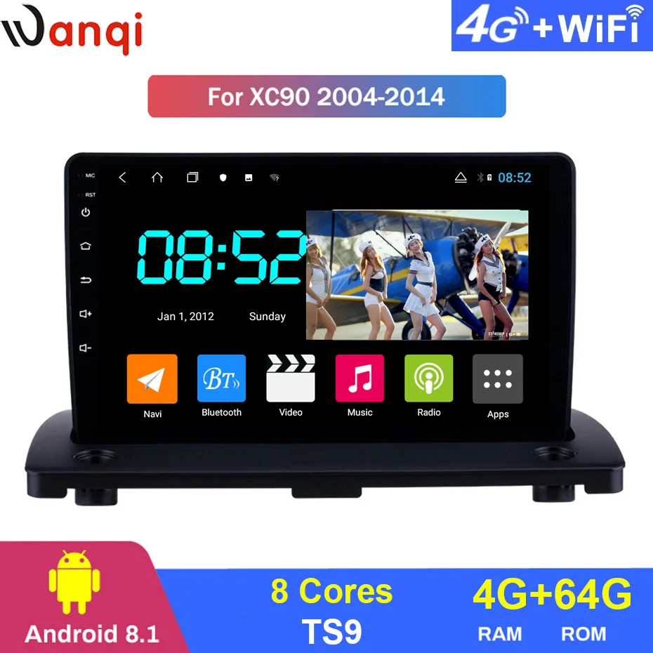Android 8 1 автомобильный DVD 1din мультимедийная Navi система для Volvo XC90 2004-2014
