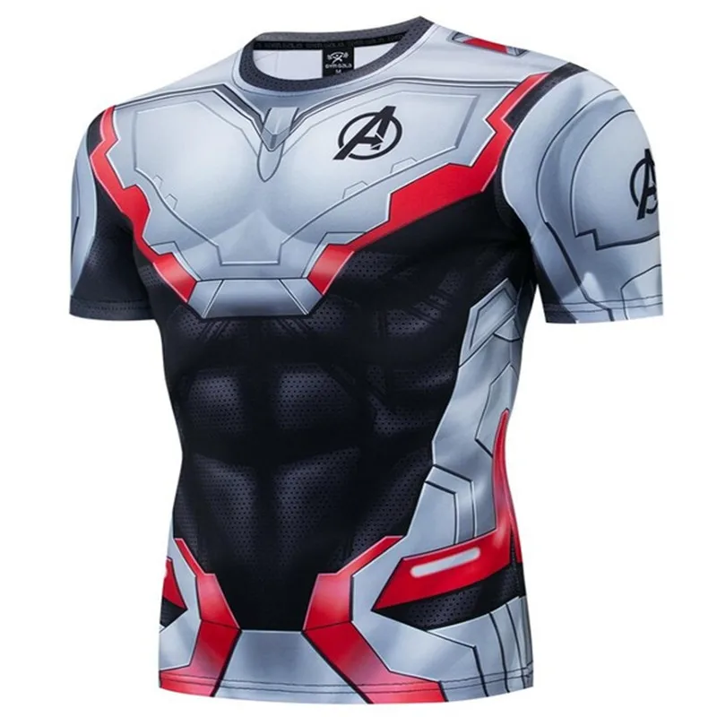 Футболки для фитнеса с 3D принтом Мстителей 4 Мужская компрессионная футболка