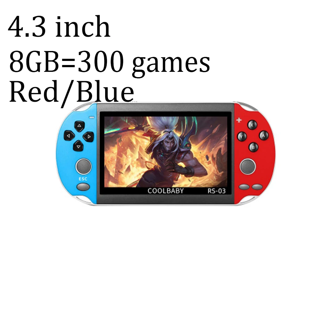 4.3inch 8G 300 game RS-06 портативные игровые плееры 5,1 дюймов экран видео игровая консоль встроенный 3000 классические игры сохранение/загрузка 32 Гб лучший подарок - Цвет: 4.3inch 8G 300 game