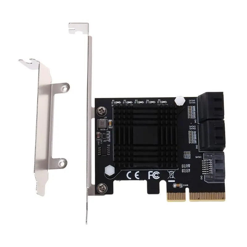 Адаптер расширения карты разъем интерфейса 5 портов SATA Pci-E X4 контроллер расширения карты для ПК с низкопрофильной кронштейн платы