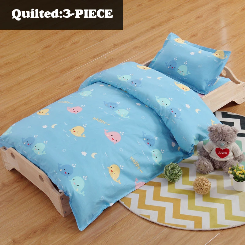 Quilted-3piece 130*60 Kindergarden Детский Комплект постельного белья 3 6 шт. для новорожденных хлопок удобный простынь пододеяльник подушка матрас для детской кроватки - Цвет: Quilted-3piece