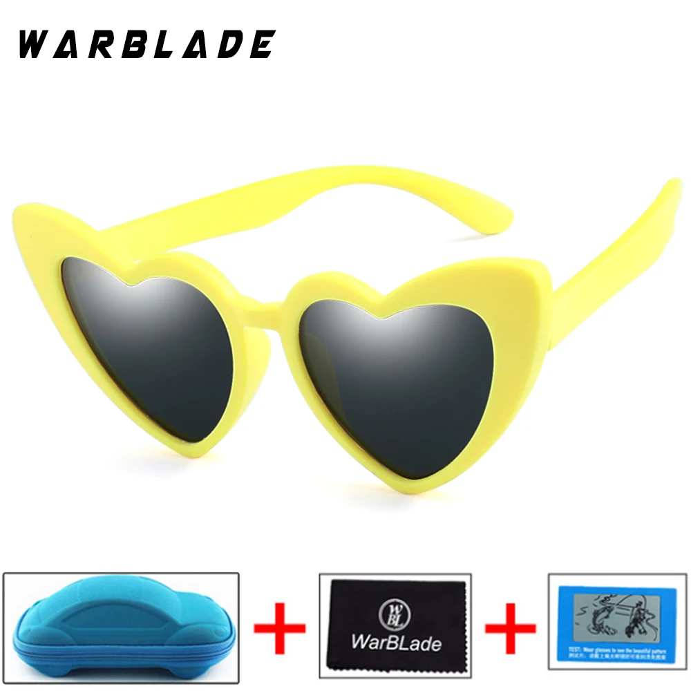 WarBLade Симпатичные Любовь Сердце очки детские для мальчиков и девочек Солнцезащитные очки Гибкая мягкая резина очки детские солнцезащитные затененные очки - Цвет линз: yellow gray B