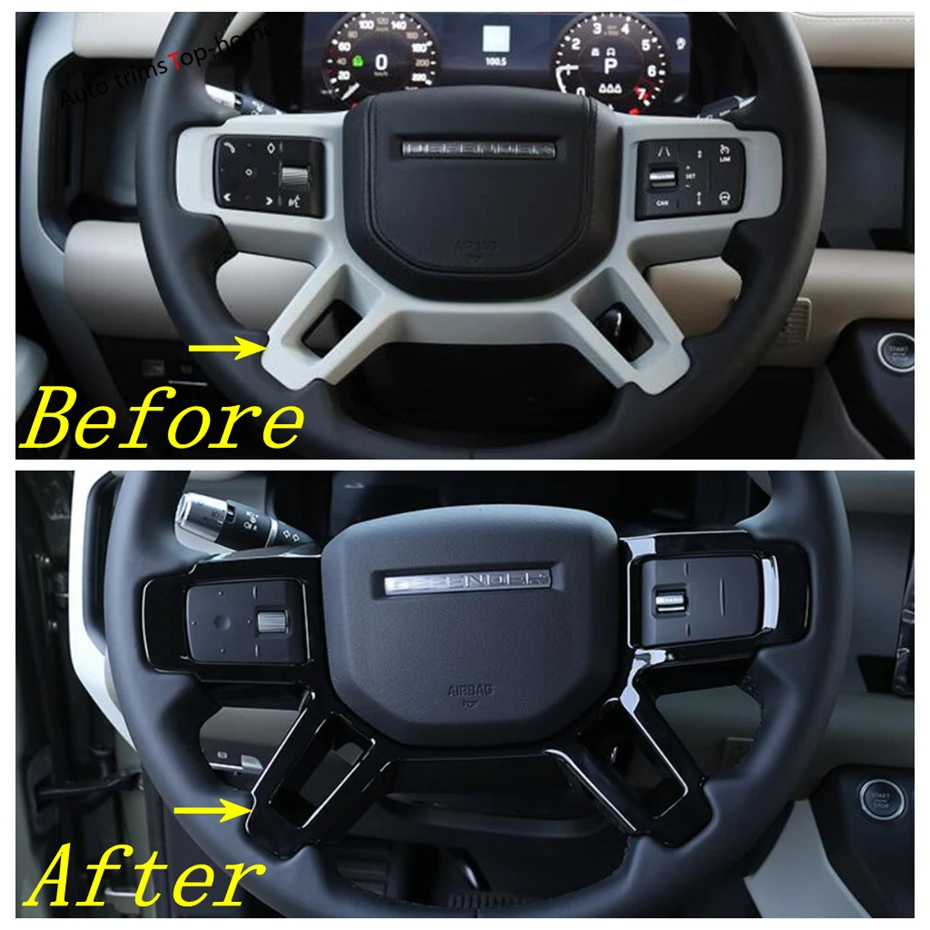 Steering Wheel Frame Decorative Kit Cover Trim Fit For Land Rover Defender 110 2020 2021 Black Style ABS Interior Accessories