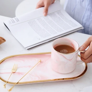 

Nordic Marble Pattern Oval Phnom Penh Ceramic Plate Tray Dinner Plate Breakfast Plate Western Food Plate Large