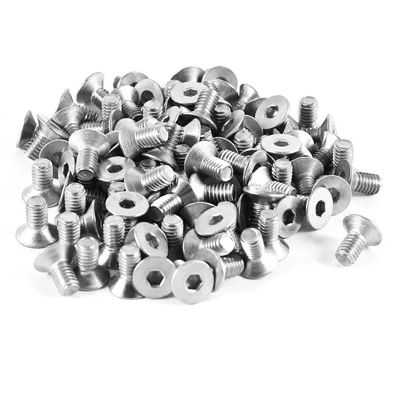 

100pcs 304HC Stainless Steel Hex Countersunk Flat Bolts Screws M4x8mm