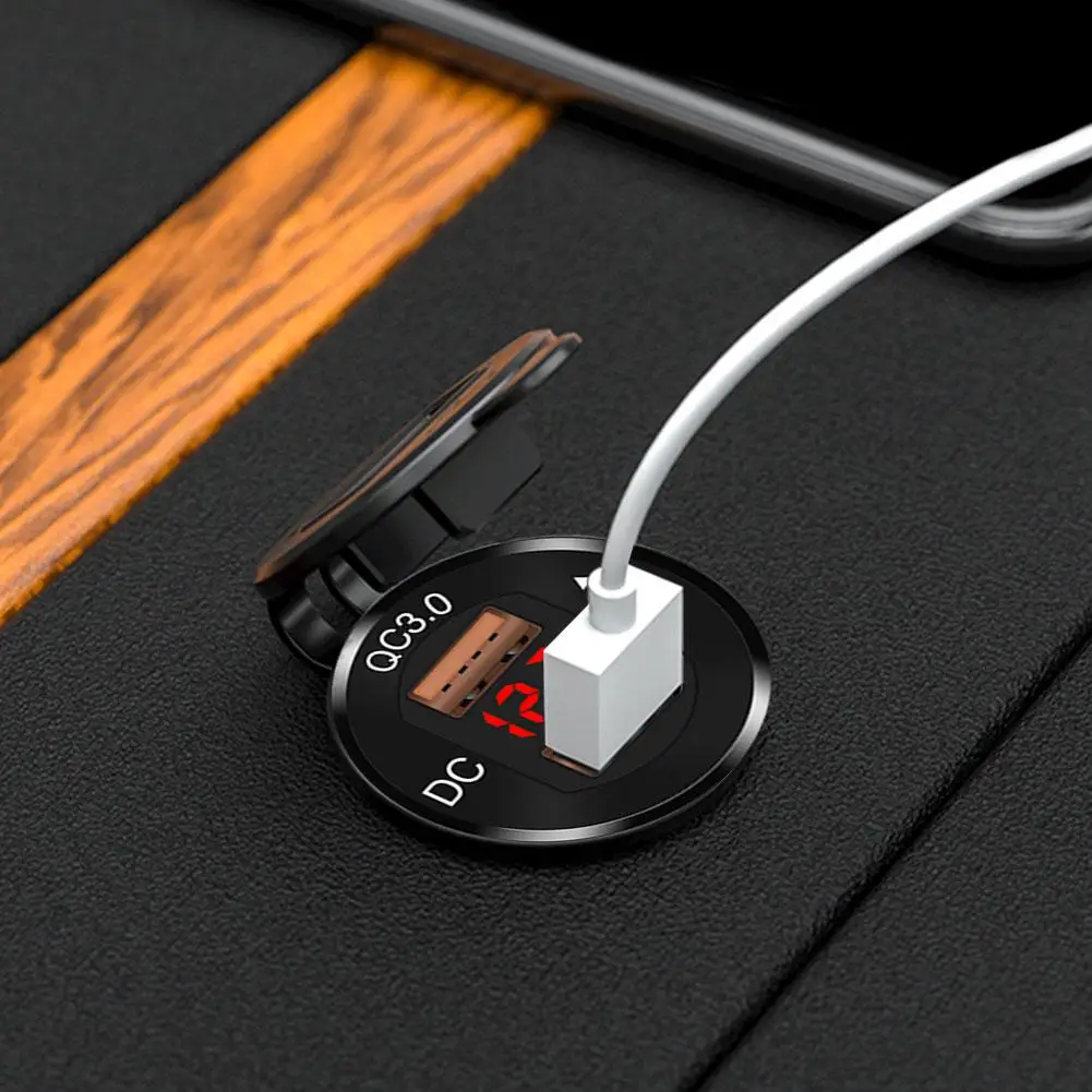 Автомобильное быстрое зарядное устройство водонепроницаемый двойной USB автомобильный адаптер из алюминиевого сплава зарядное устройство для мобильного телефона с цифровым дисплеем вольтметр