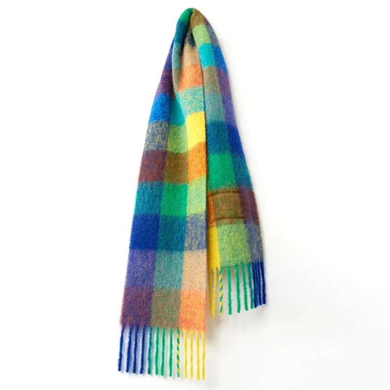 

2020 New Style for Autumn and Winter Color Matching Scarf Cashmere Color Plaid Thick Scarf Shawl Fashion Scarf for Women