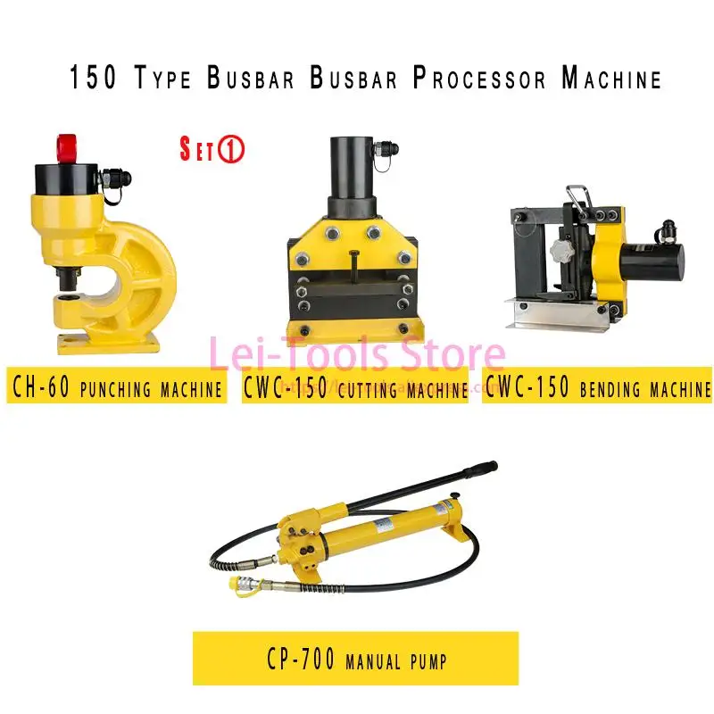 

4-in-1 Hydraulic Copper Busbar Processor Machine, CB-150D Bending Machine,CWC-150 Cutter,CH-60 Punching Machine with Pump