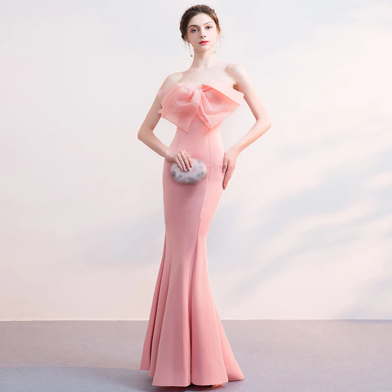 Robe De Soiree длинное вечернее платье Русалочки розового, белого, черного цвета вечерние элегантные платья vestido de festa длинное выпускное платье с бантом