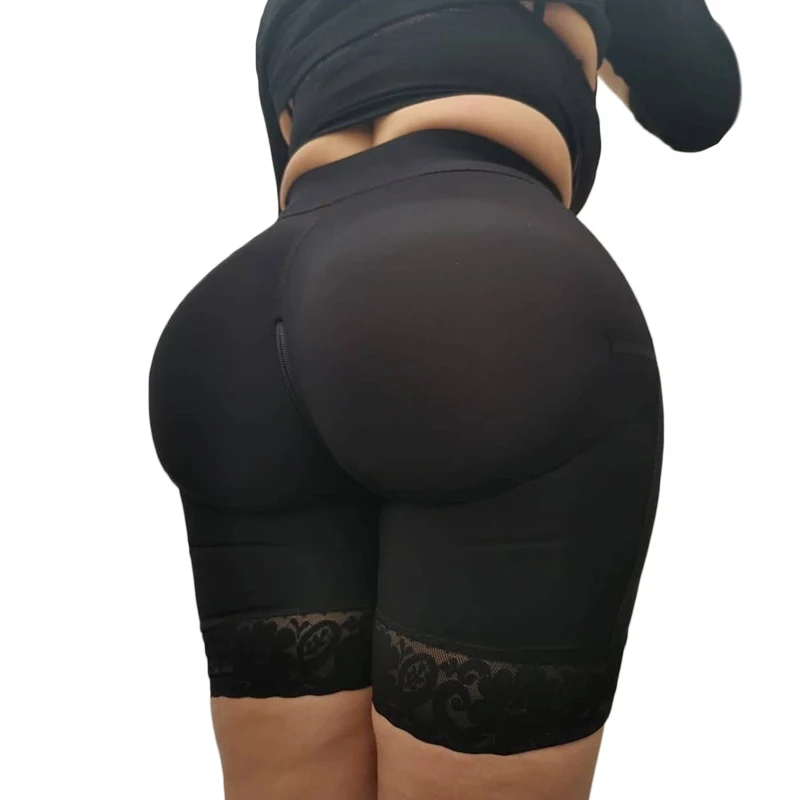 Double High Compression Garment (powernet) Zipper Butt Lifting Shorts