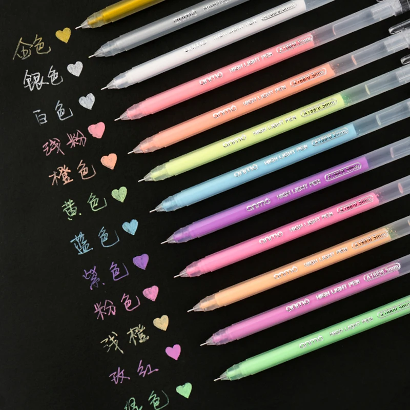 

12 Pieces Highlight Drawing Pens Gel Ink Pens 0.5 mm Pens for Office Paper Drawing Writing Sketching Illustration Journaling