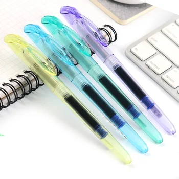 

Transparent Fountain Pen with Cartridge Hooded Nib 0.5mm Cute Calligraphy Pens for Student School Office Supplies Stationery