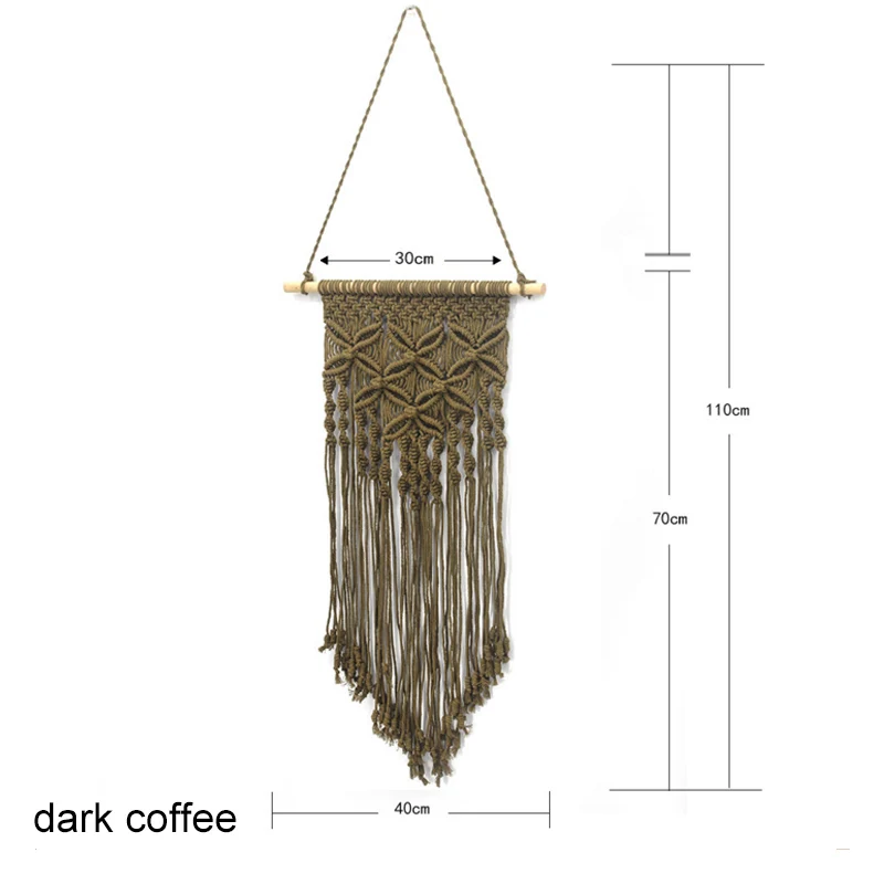 dark coffee 40*70 см в макраме ручной работы гобелен бабочки узор лучший подарок бохо стиль тканые стены Искусство Домашняя Декоративная настенная вешалка - Цвет: dark coffee