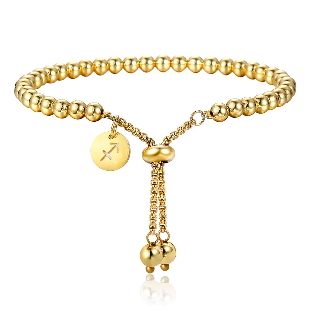 5 мм Серебряный женский браслет цепочка из бисера нержавеющая сталь 12 Знак зодиака Созвездия Шарм Регулируемый модные ювелирные изделия DB63