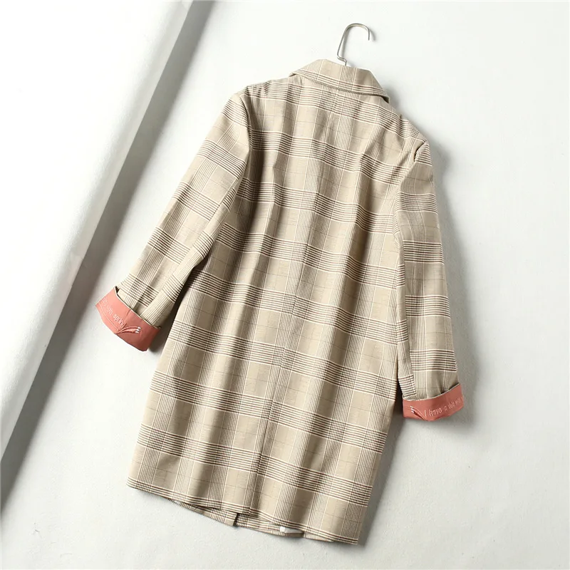 

Um96 Suit Jacket Female Spring New Style Korean-style Elegant England Slimming Three-quarter-length Sleeve Fashion Plaid Suit Co