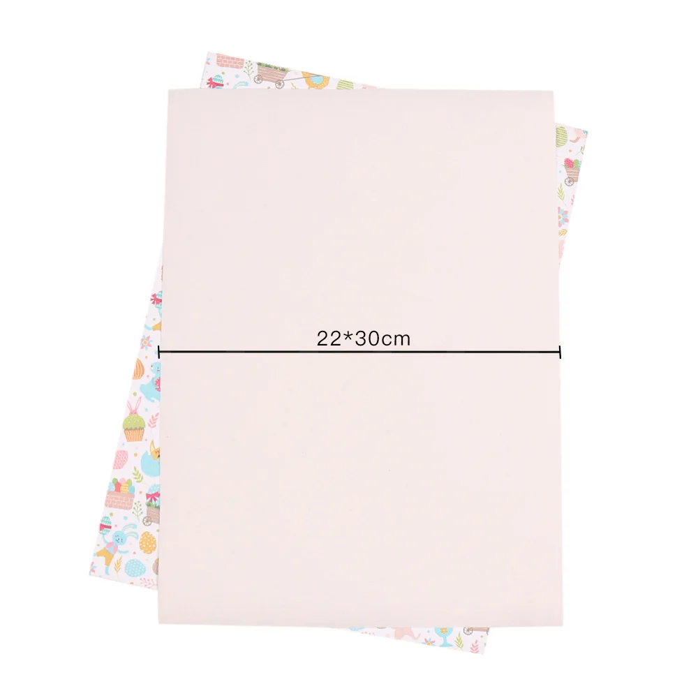 IBOWS 22*30cm 1pc Easter Faux Synthetic Leather Sheet Rabbit Egg Printed Fabric DIY Hair Bows Supplies Handmade Crafts Materials