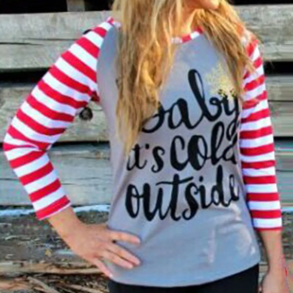 

Family Matching Outfits Mom and Daughter Long Sleeve Letter Stripe Matching T Shirts Parent-child Casual Cotton Family Clothes