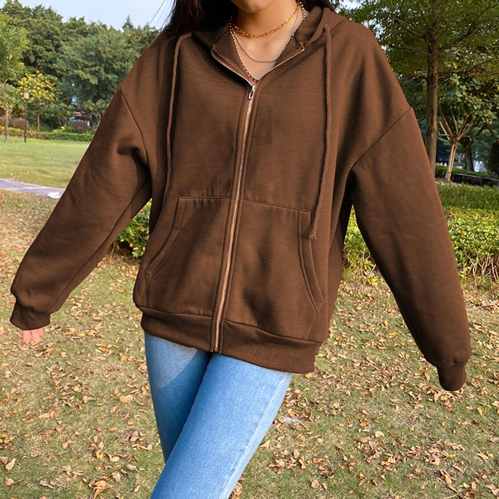 brown zip up hoodie