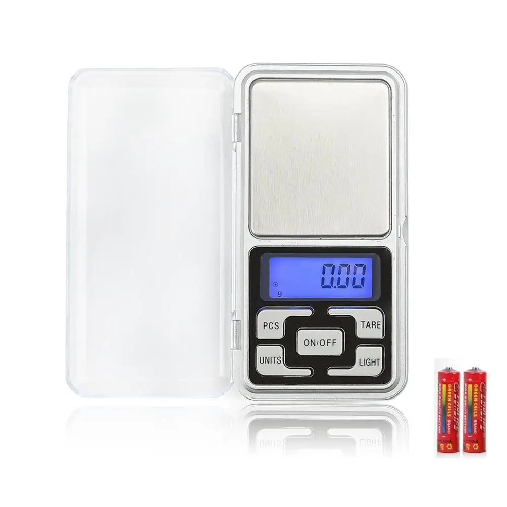 

Digital Precision Gram Scal Mini Pocket Scale Portable Electronic Weight Jewelry Scales Tare Auto Off Stainless Steel White Back