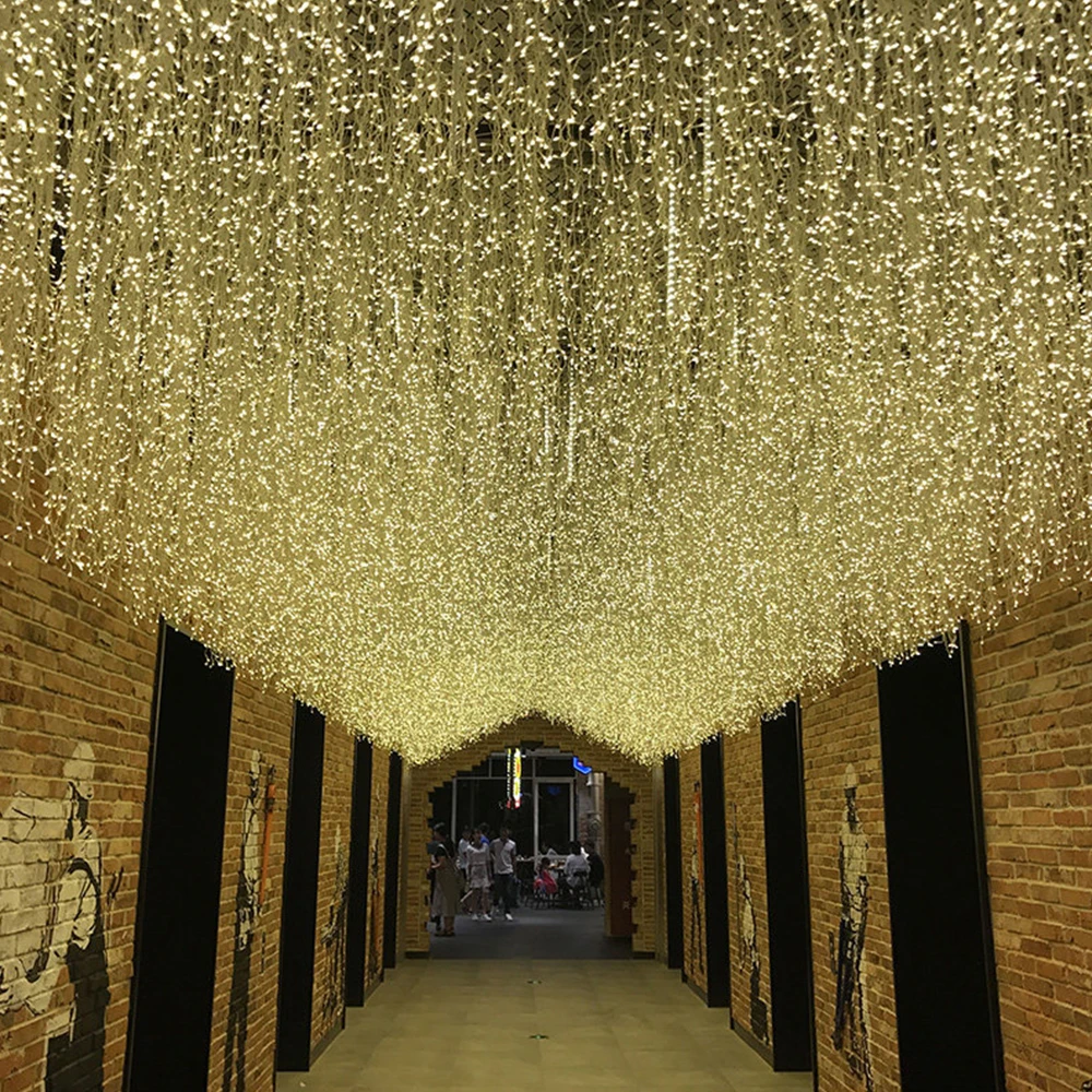 

LED Icicle Waterfall String Light Curtain Light Garlands Fairy Light Festival Party Garden Stage Decor Outdoor Waterproof Light
