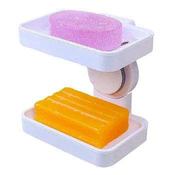 

Kitchen Wall Mounted Storage Accessory Draining Soap Holder Organizer Dish Bathroom Home Suction Cup Powerful Space Saving ABS