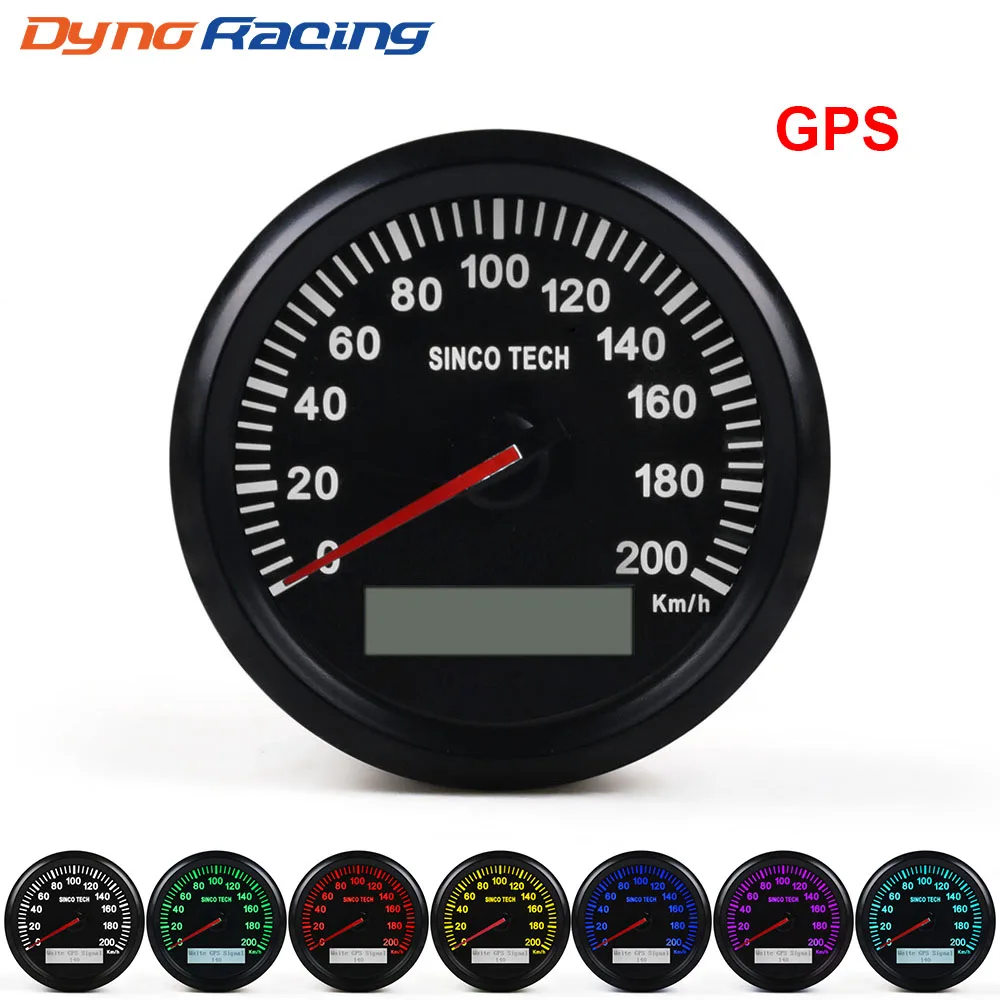 Universal 85mm GPS Speedometer 200km/h Speed Gauge Meter With 7 Colors  Backlight 12V 24V With LCD For Car Truck Boat Motor