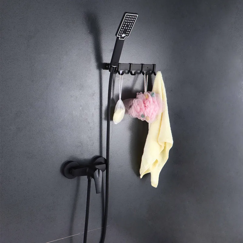 Matte black bath shower mixer set hot and cold shower mixer wall bathtub tap shower retro simple Shower set