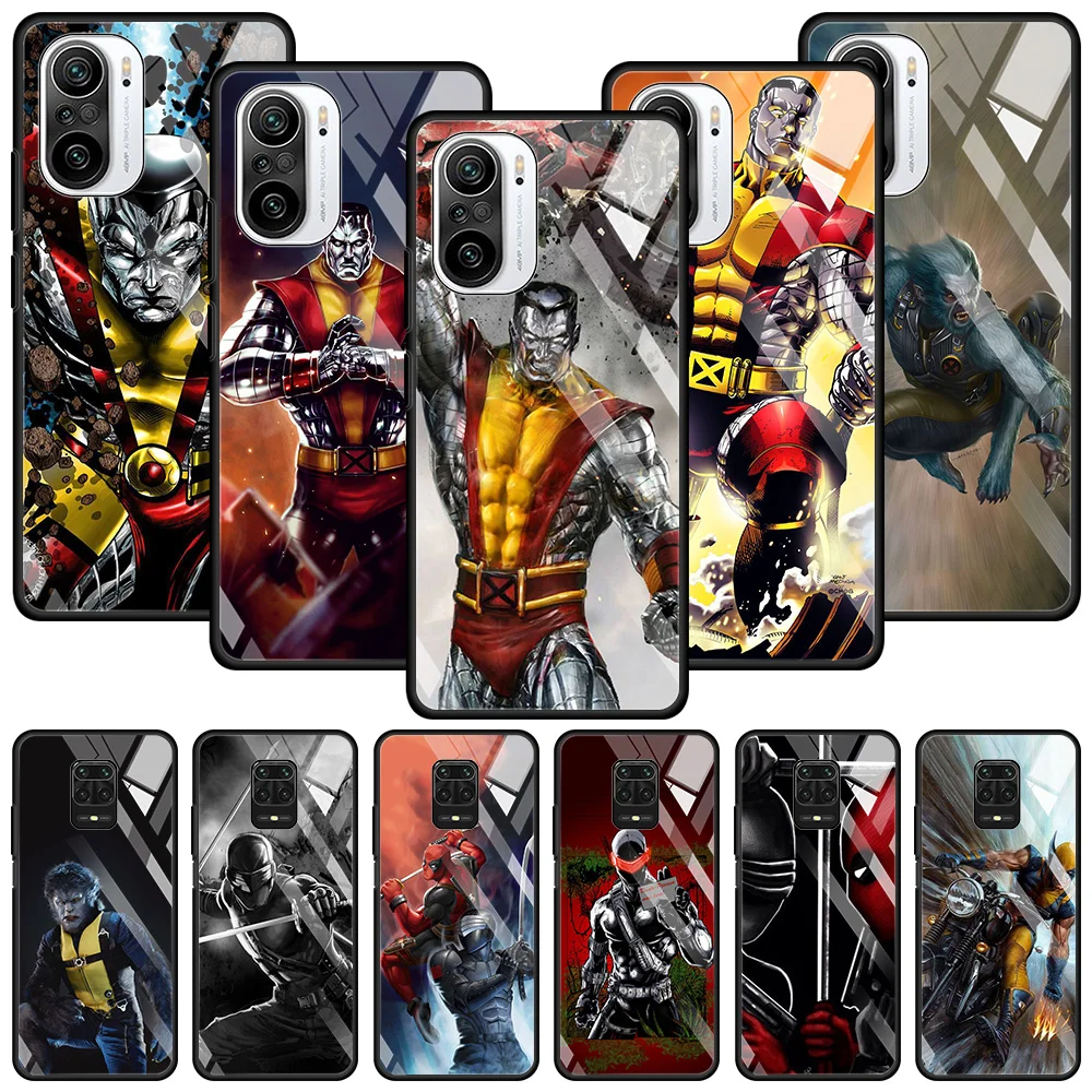 Стеклянный чехол для телефона Redmi 9T 8 9 10 Pro Max K20 K30 K40 Plus Coque Wolverine Suit X-Men | Мобильные