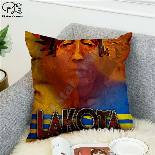 Оранжевый Черный Национальный индийский Lakota Череп хип хоп наволочка полиэстер декоративные наволочки бросок квадратная наволочка для подушки стиль-2 - Цвет: Оранжевый