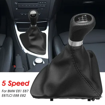 

5/6 Speed Manual Gear Shift Knob Gaiter Boot Cover PU Leather Shifter Lever Handle Stick For BMW 1 Series E81 E87 E88 E82
